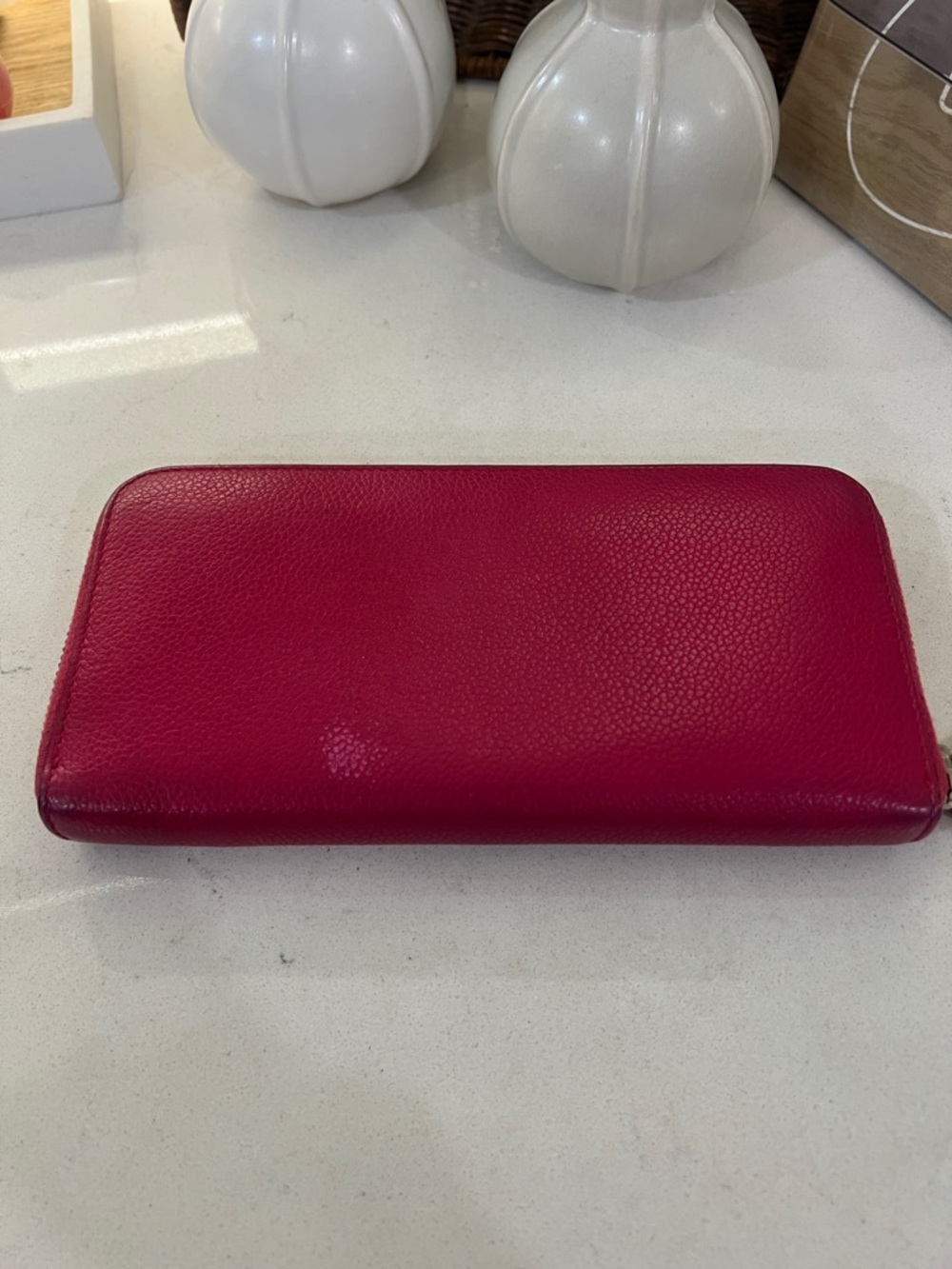 Saint Laurent Fuchsia Zip Wallet with YSL Charm - Picture 6 of 15